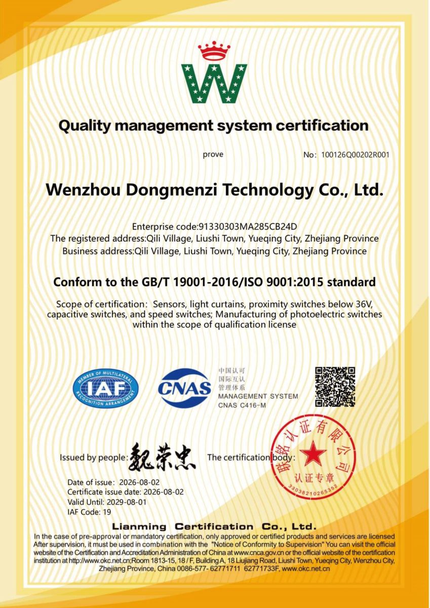 ISO 9001:2015 Quality Management System Certificate（英文版）